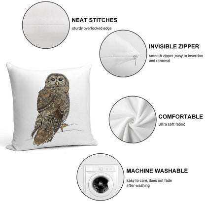 Barred Owl Tangle Soft Easy Maintenance Throw Pillow