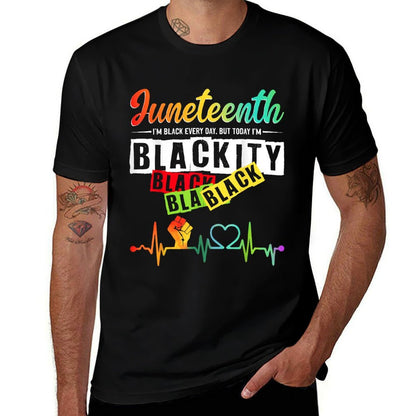 Juneteenth Blackity Heartbeat Black History African America  Easy-care T-Shirt