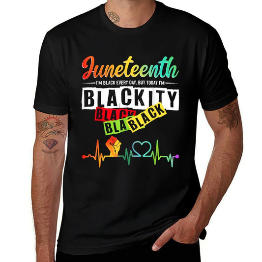 Juneteenth Blackity Heartbeat Black History African America  Easy-care T-Shirt
