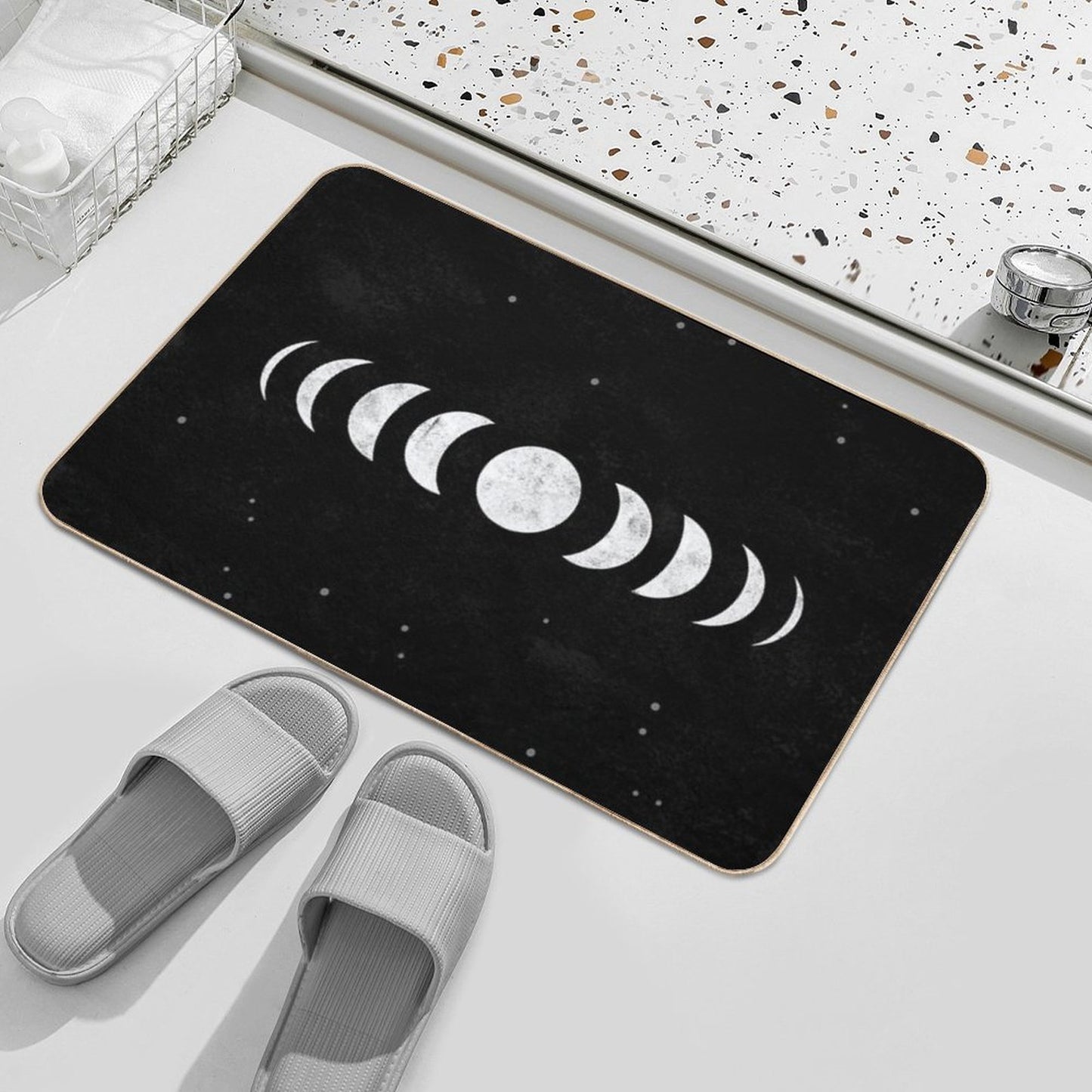 Moon Phase • Black & White  Eco-Friendly Bath Mat