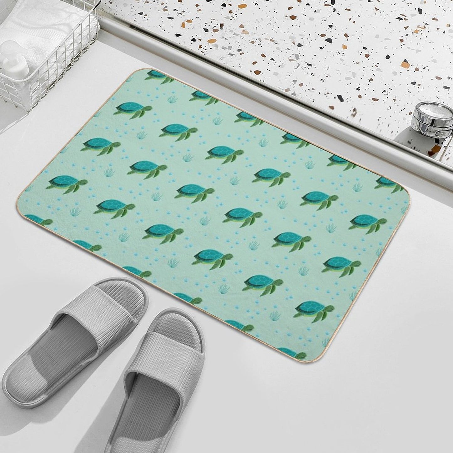 Ocean Sea Turtle  Dirt-Trapping Bath Mat
