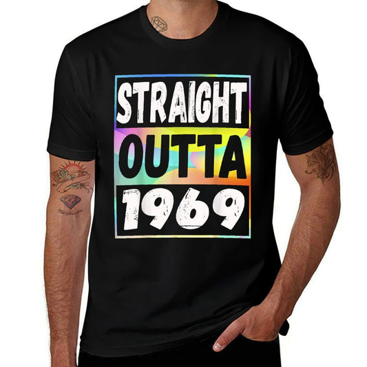 Straight Outta 1969 50th Birthday Gift  Ribbed Collar T-Shirt
