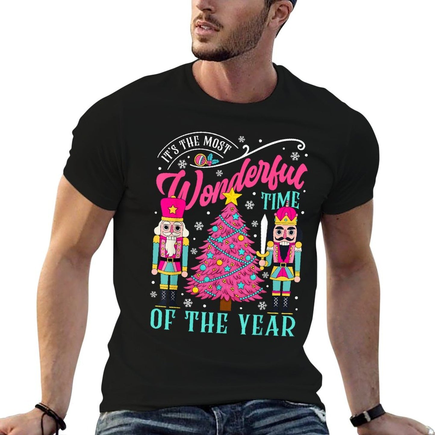 Its The Most Wonderful Time of The Year Pink Nutcracker  Fade-proof Color T-Shirt