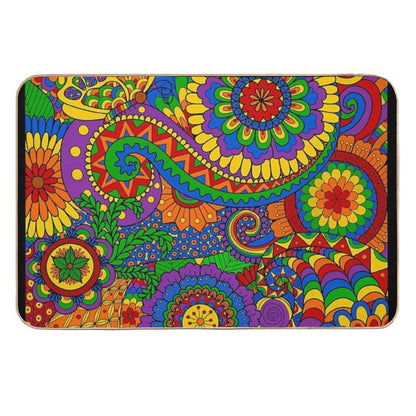 Happy Hippy Psychedelic Rainbow Design  Long-Lasting Bath Mat