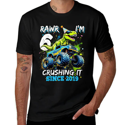 6th Birthday Monster Truck Dinosaur Party Boys Rawr I'm 6  Versatile T-Shirt
