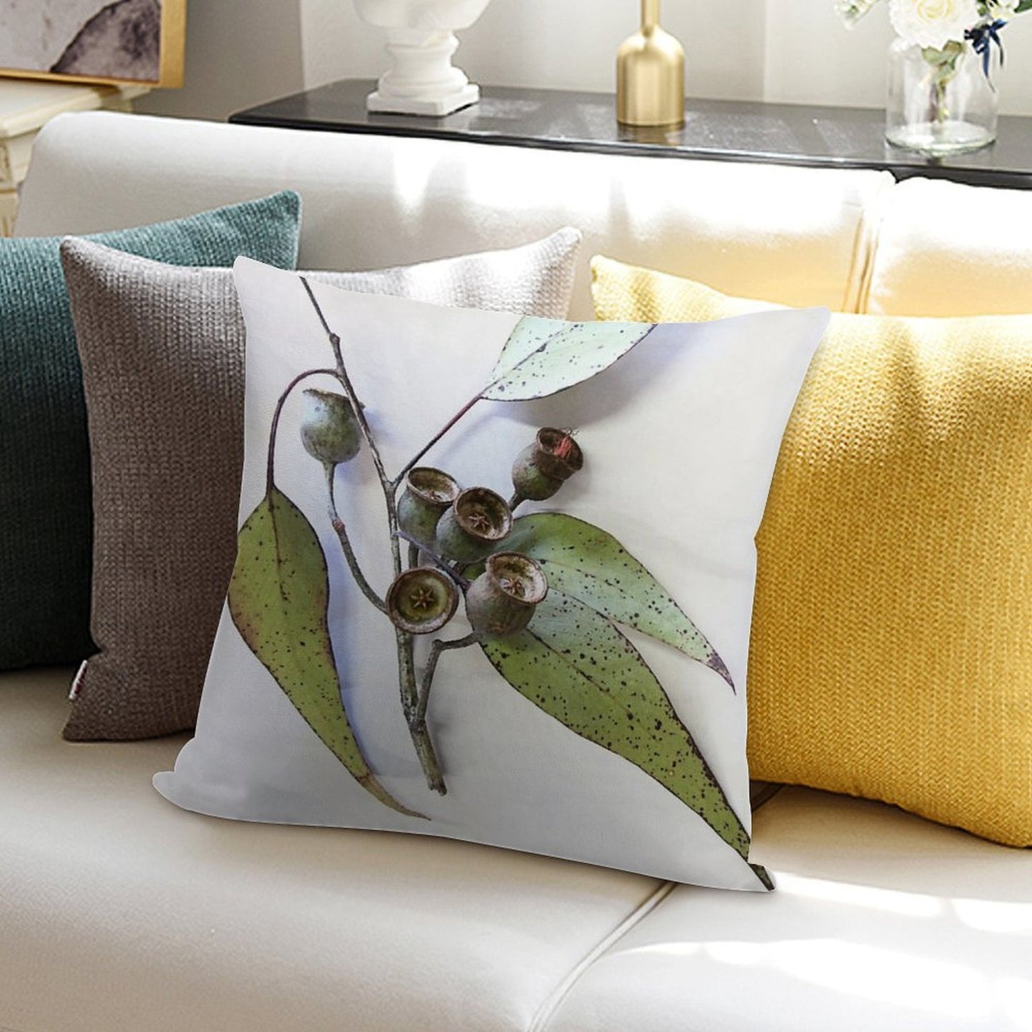 Marri Eucalypt Leaves And Nuts, Western Australia Soft Gift Ready Throw Pillow