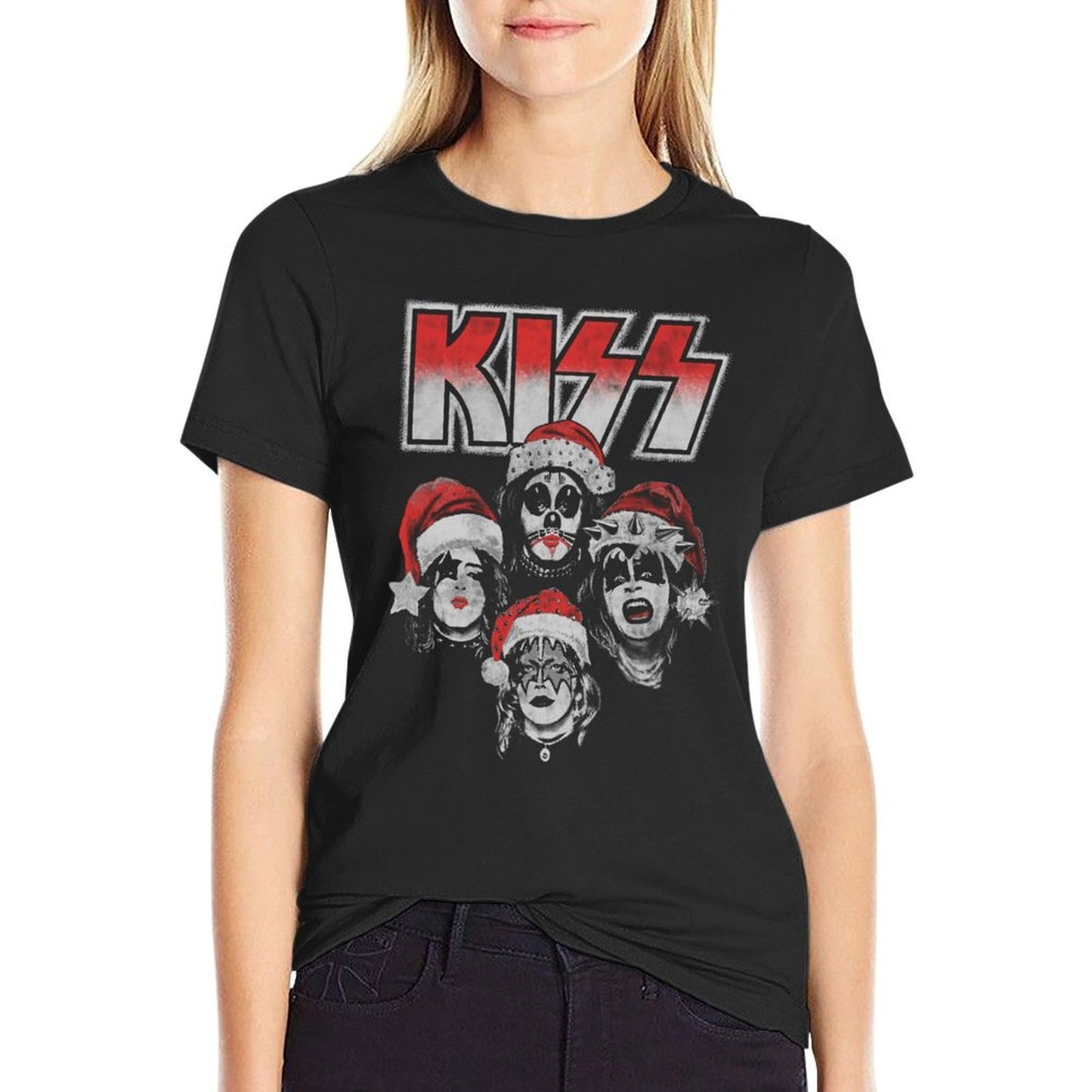 KISS - Detroit Rock Santa  Rolled Sleeves T-Shirt