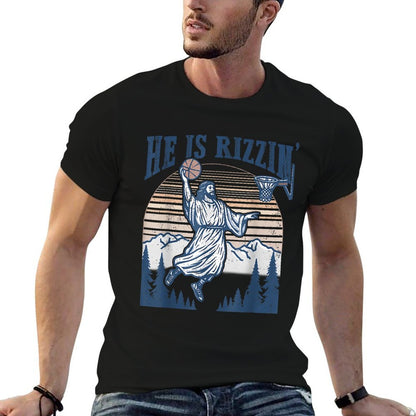 He Is Risen Rizzin' Easter Jesus Christian Faith Basketball  High-quality Stitching T-Shirt