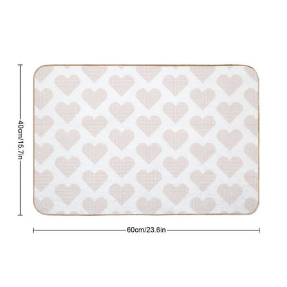 Coral Pink Heart Gingham Warmth  Pet-Safe Bath Mat