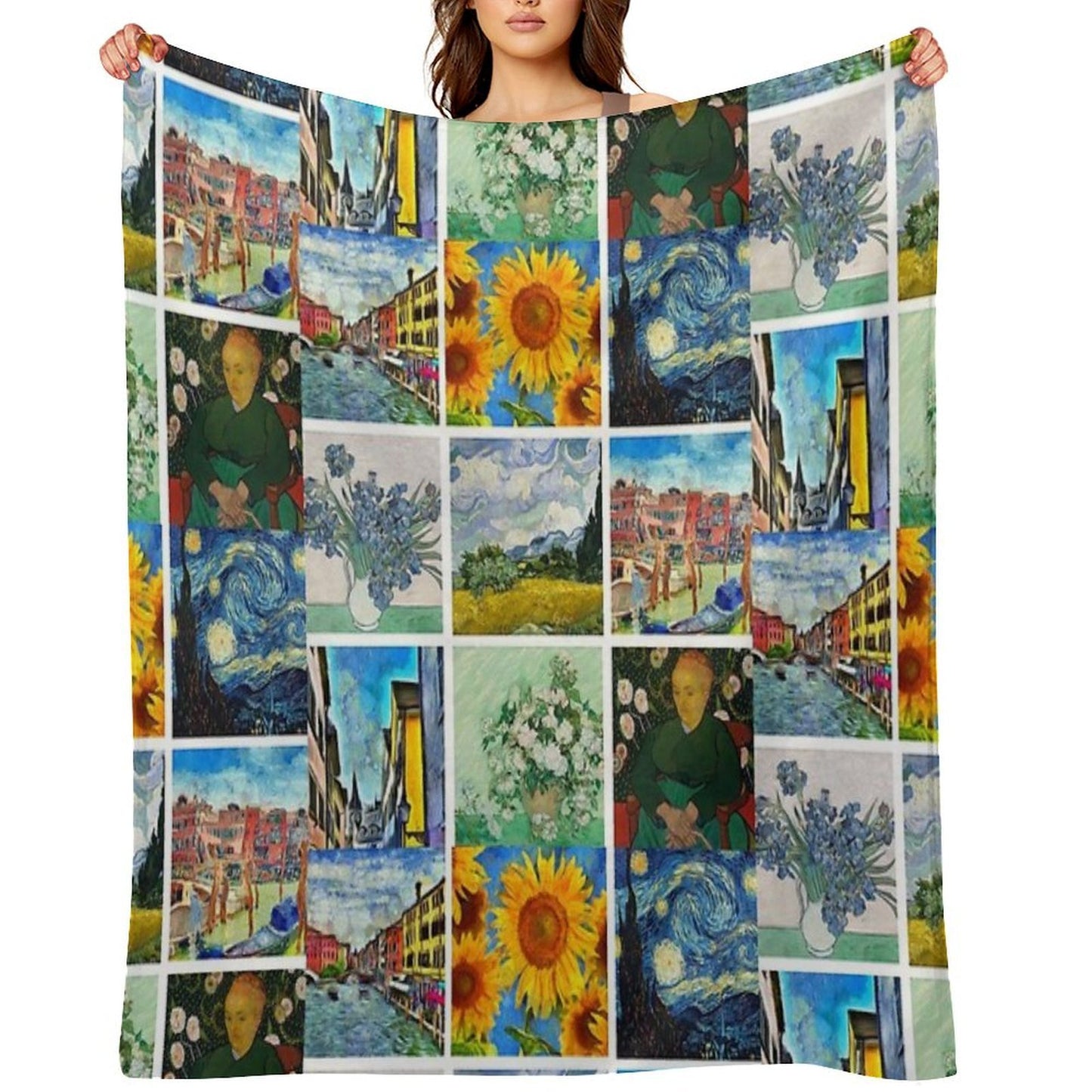 Van Gogh Artwork Collage Eco-conscious Throw Blanket