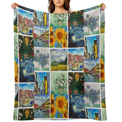 Van Gogh Artwork Collage Eco-conscious Throw Blanket