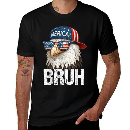 Bruh Fourth 4th Of July Eagle American Patriotic Mens Boys  Graphic-printed T-Shirt