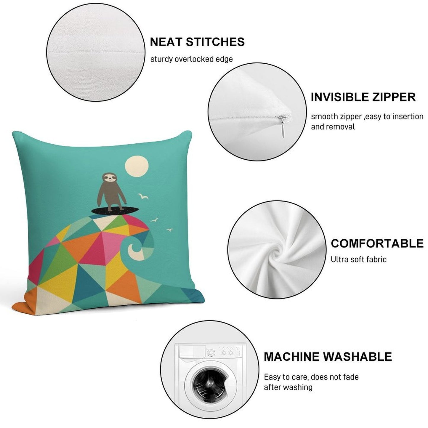 Surfs Up Soft Durable Construction Throw Pillow