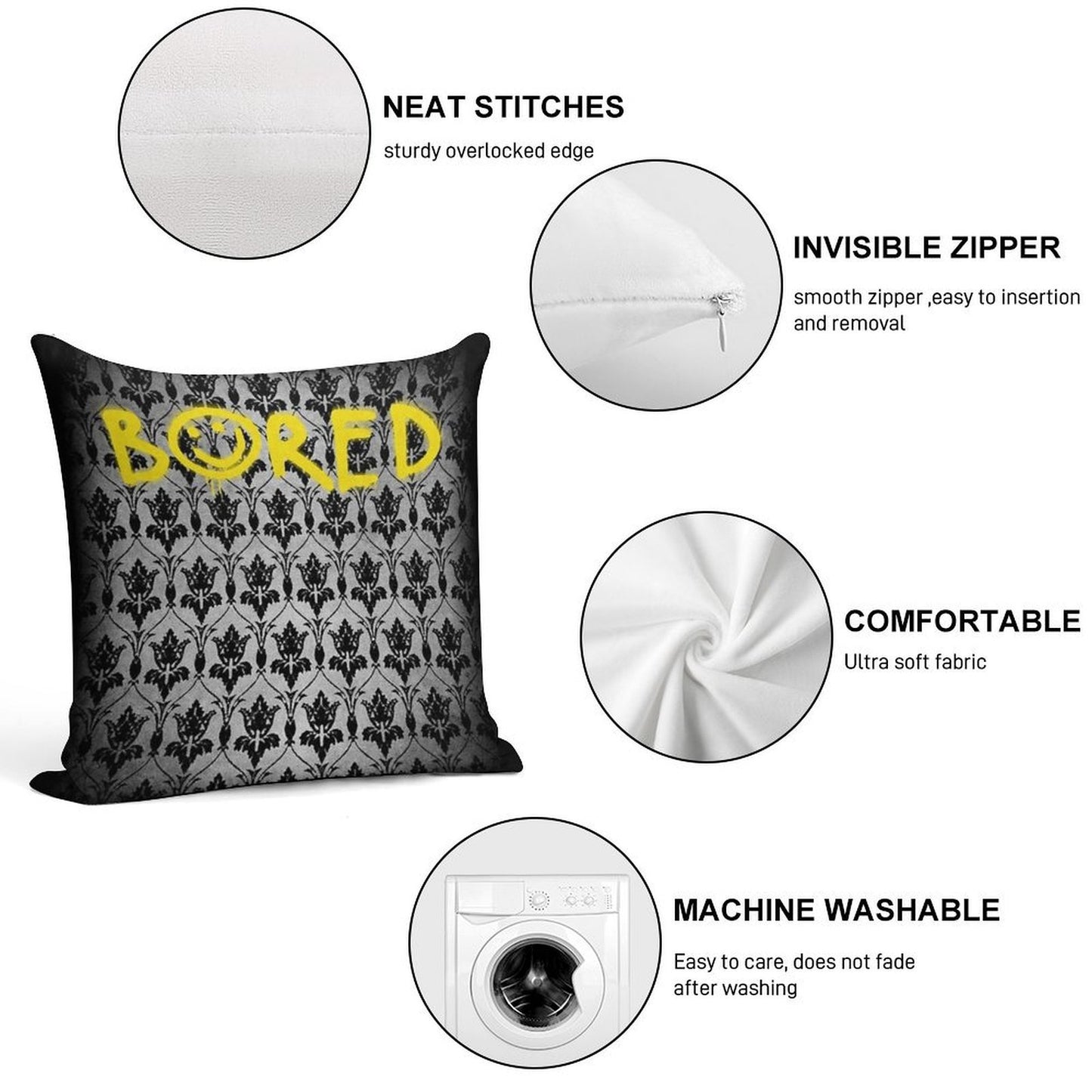 Sherlock - Bored (with Wallpaper) Soft Hidden Zipper Throw Pillow