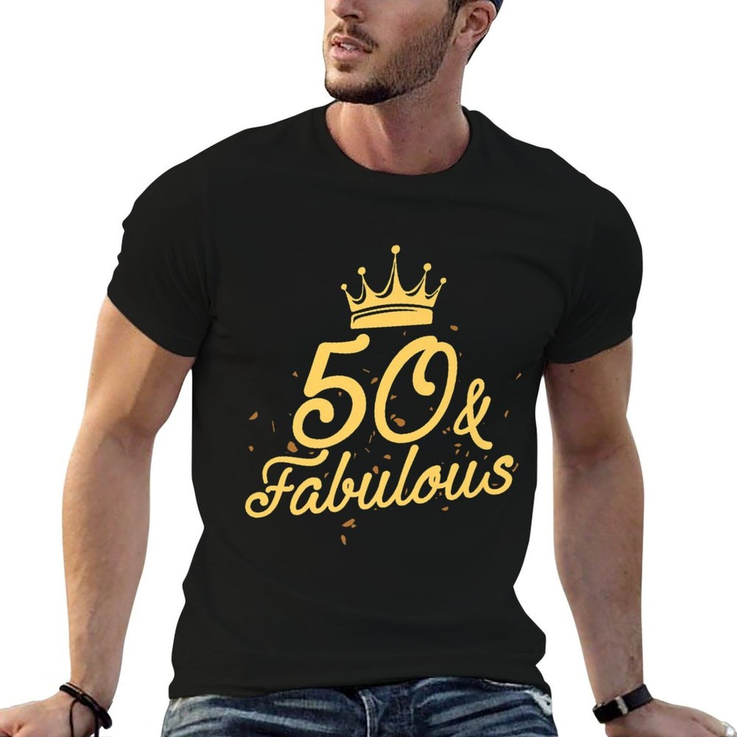 50 And Fabulous 50th Birthday Party Crown Premium  Rolled Sleeves T-Shirt