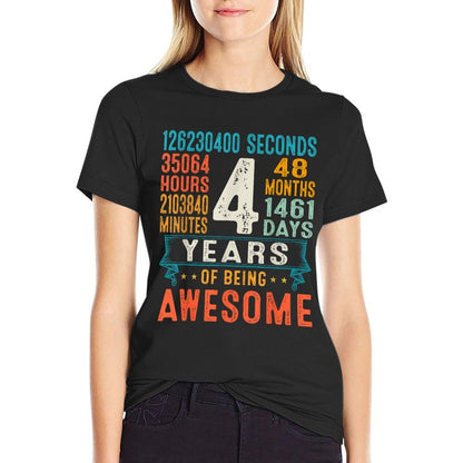 4 Years Old Retro Distressed 4th Birthday Gifts 48 Months  Soft T-Shirt