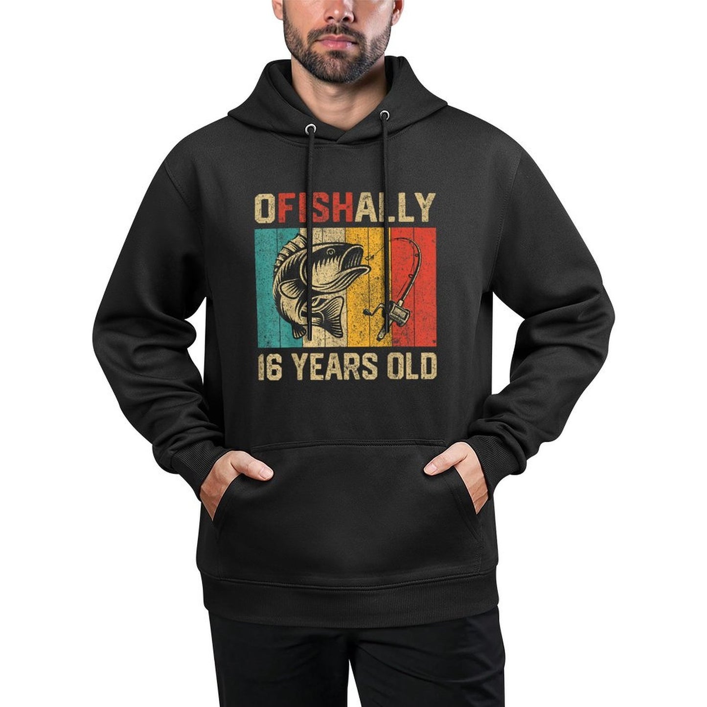 Ofishally 16 Years Old Funny Fishing Birthday Fisherman Colorfast Hoodie