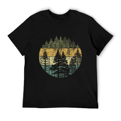 Retro Forest Trees Outdoors Nature Women Men Vintage Graphic Polyester Blend T-Shirt