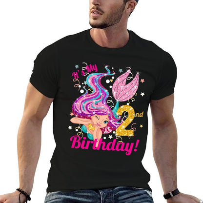 Kids 2 Year Old Mermaid Birthday Outfit (2nd Birthday Girl) Gift Premium  Lightweight T-Shirt