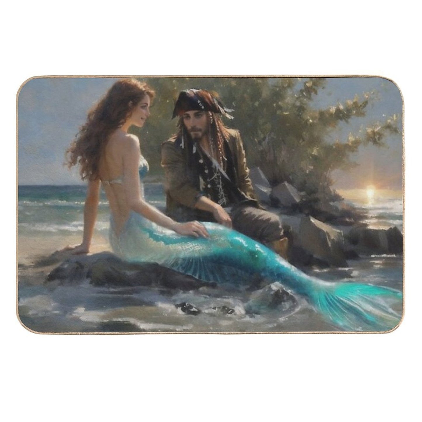 Pirate And Mermaid  Non-Slip Bath Mat