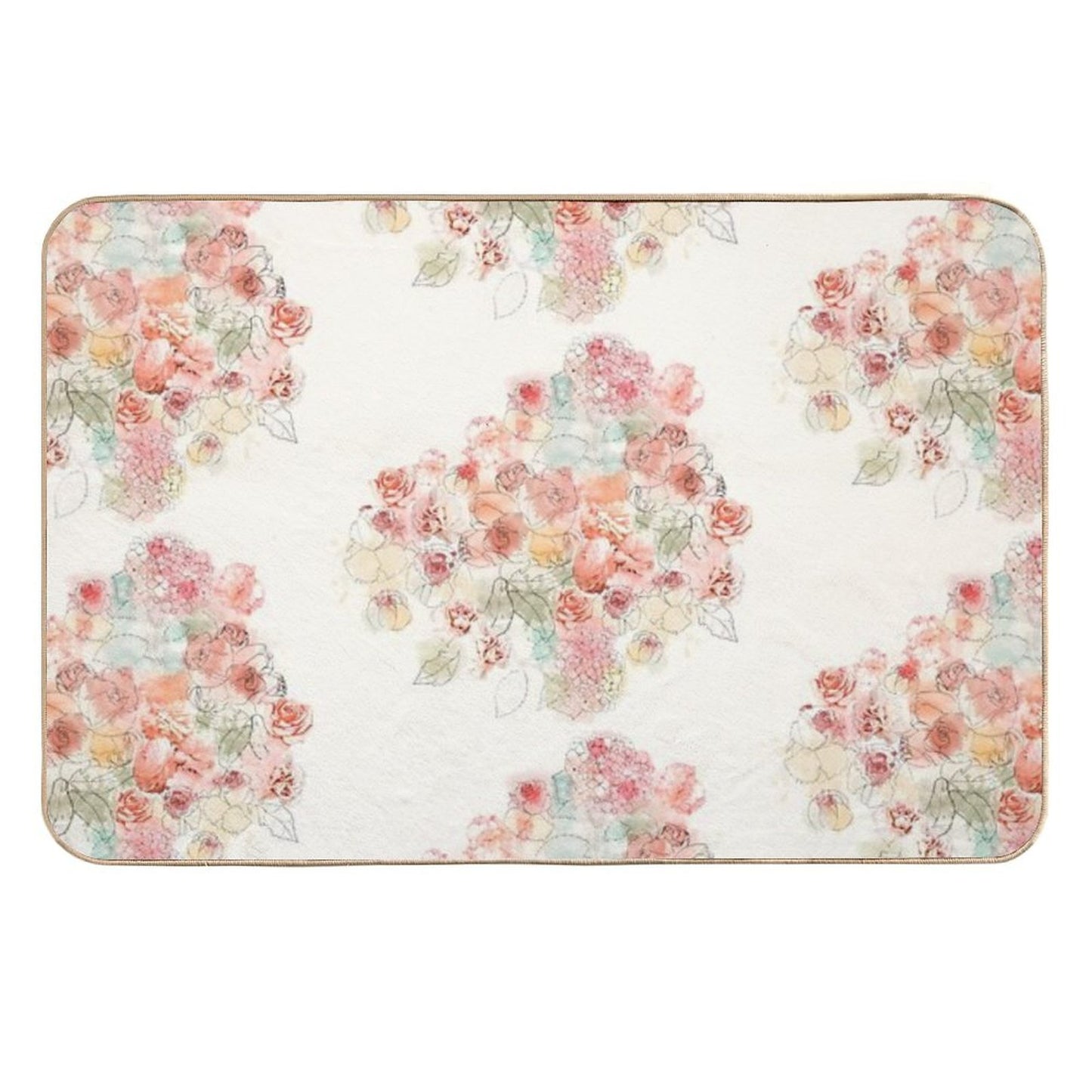 Watercolor Flower Print Design  Multi-Purpose Bath Mat