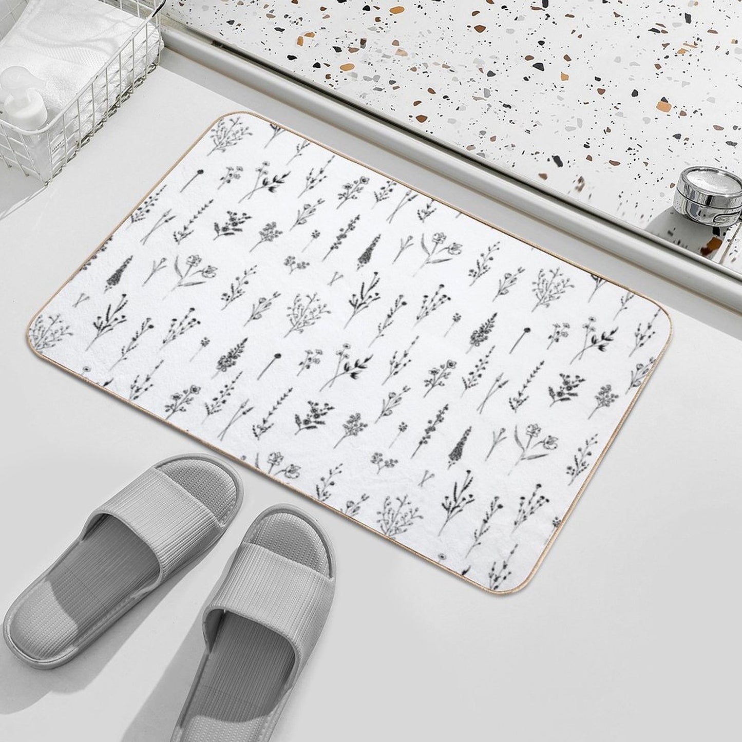 Little Wildflowers Floral Pattern Durable Bath Mat