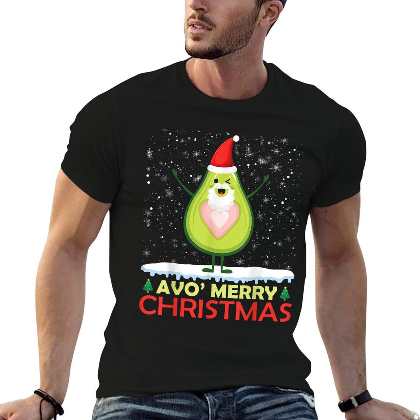 Santa Avocado Avo Merry Christmas Vegan Pajama Avocado Lover  Tagless Design T-Shirt