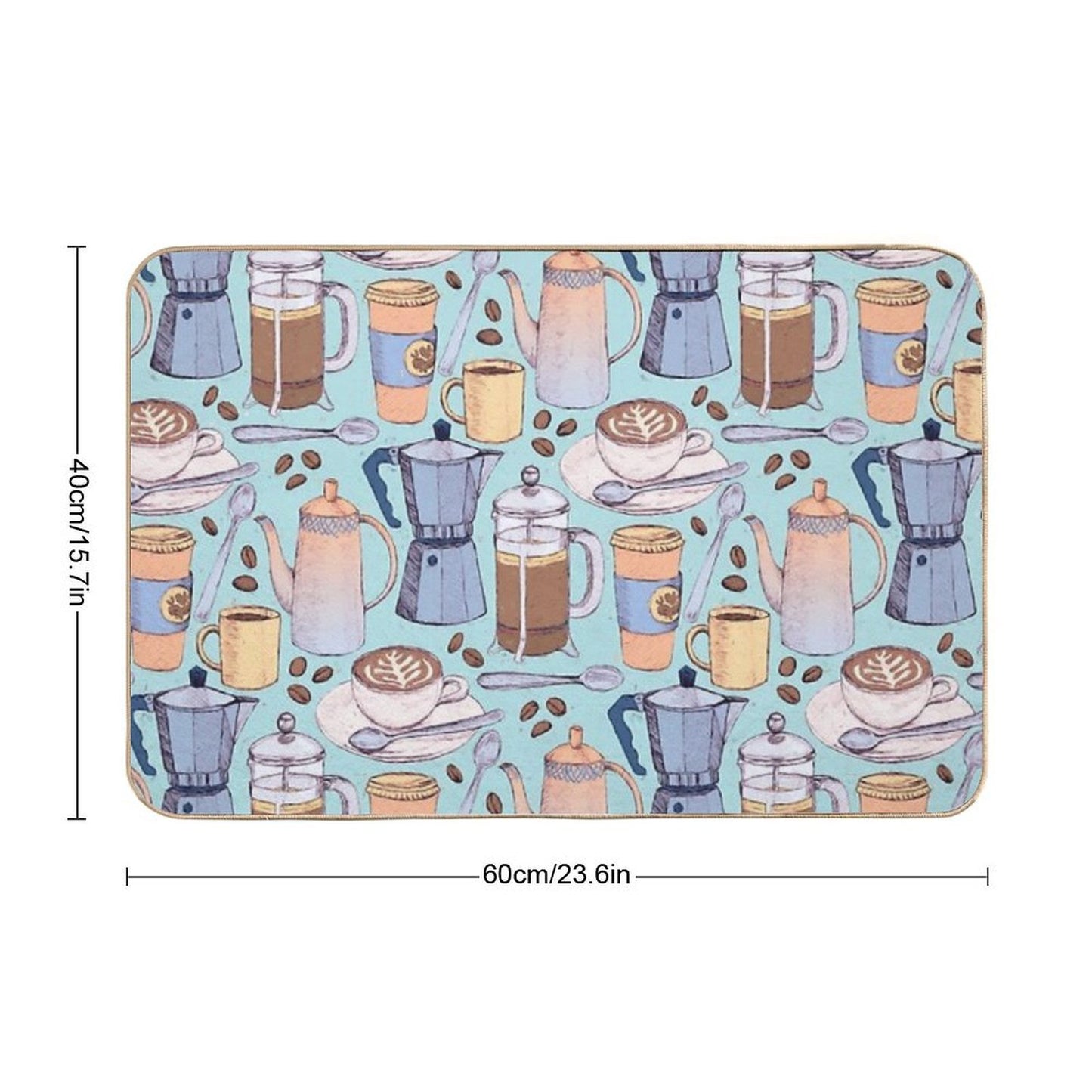 Coffee Love on Blue  Eco-Friendly Bath Mat