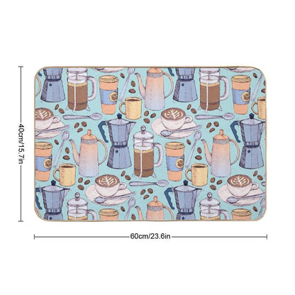Coffee Love on Blue  Eco-Friendly Bath Mat