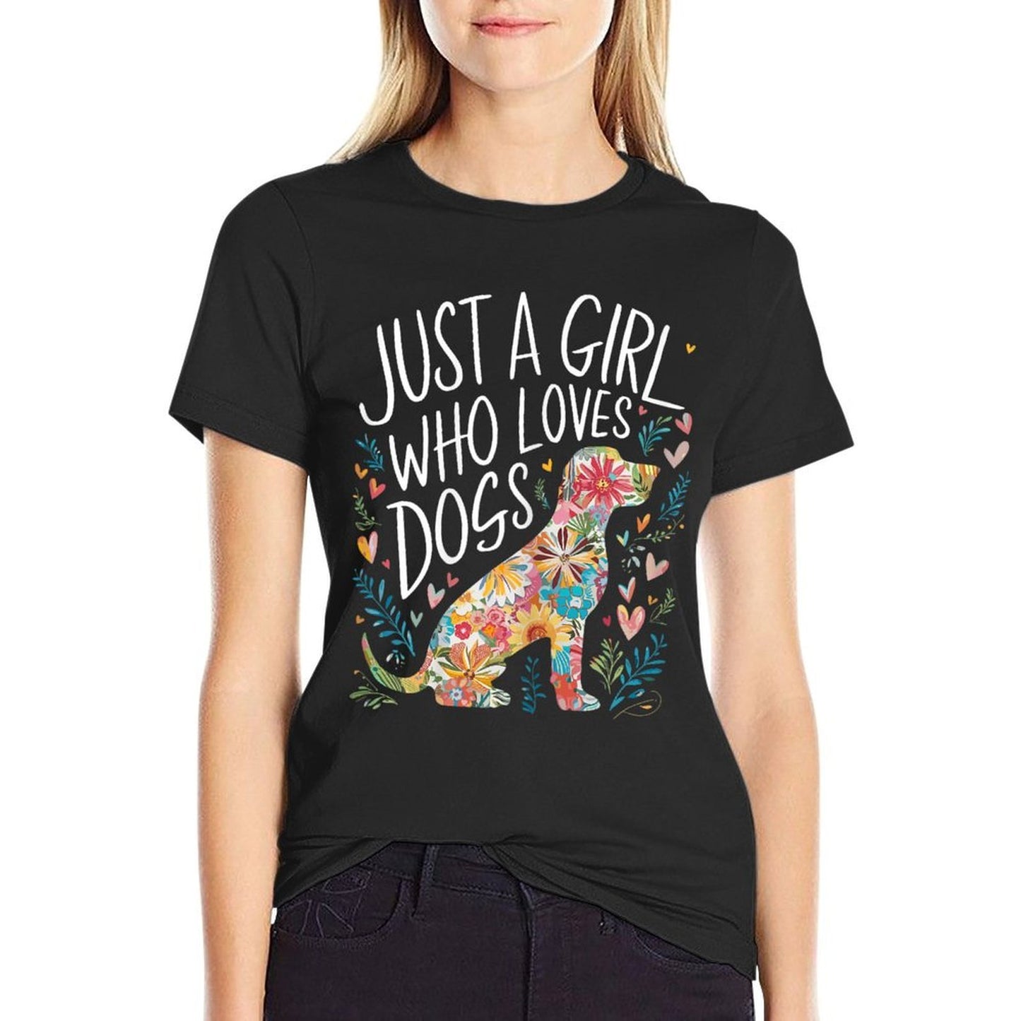 Dog Cute Just A Girl Who Loves Dogs  Polyester Blend T-Shirt