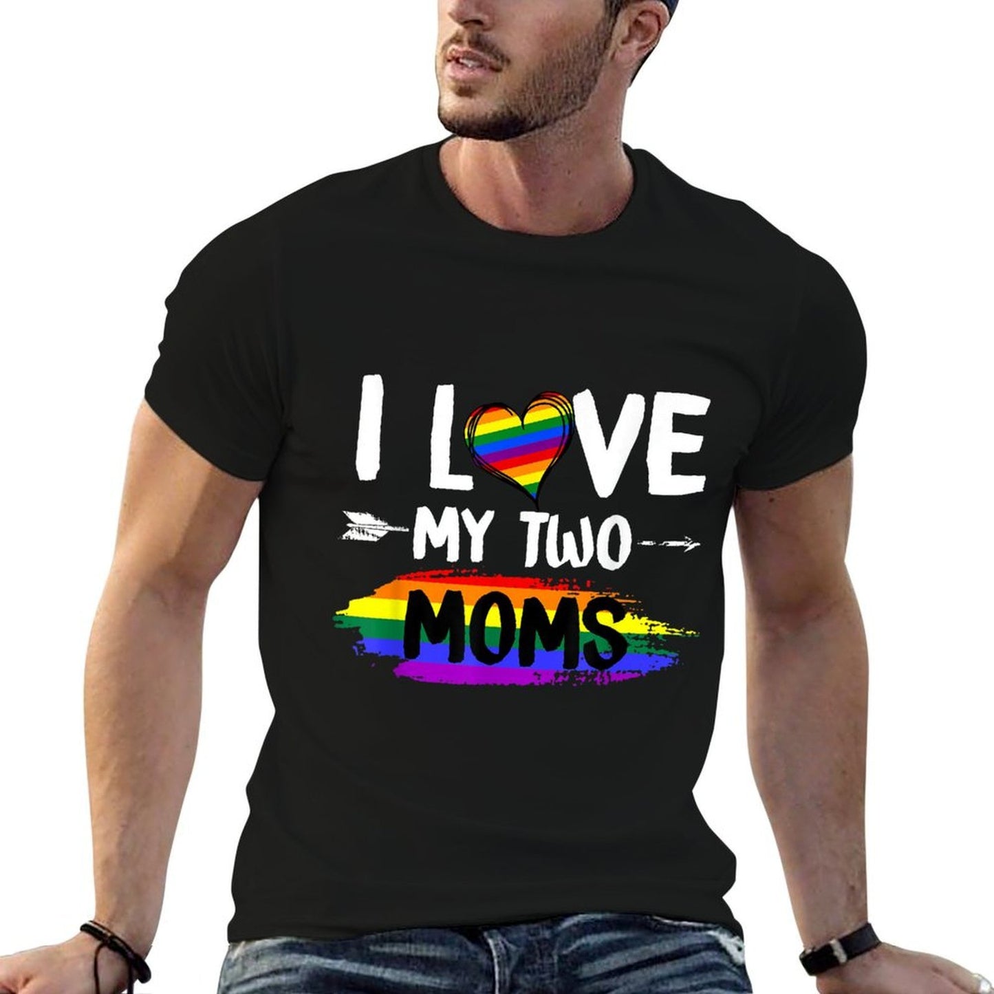 I Love My Two Moms Lesbian Tshirt LGBT Pride Gifts for Kids  Durable T-Shirt