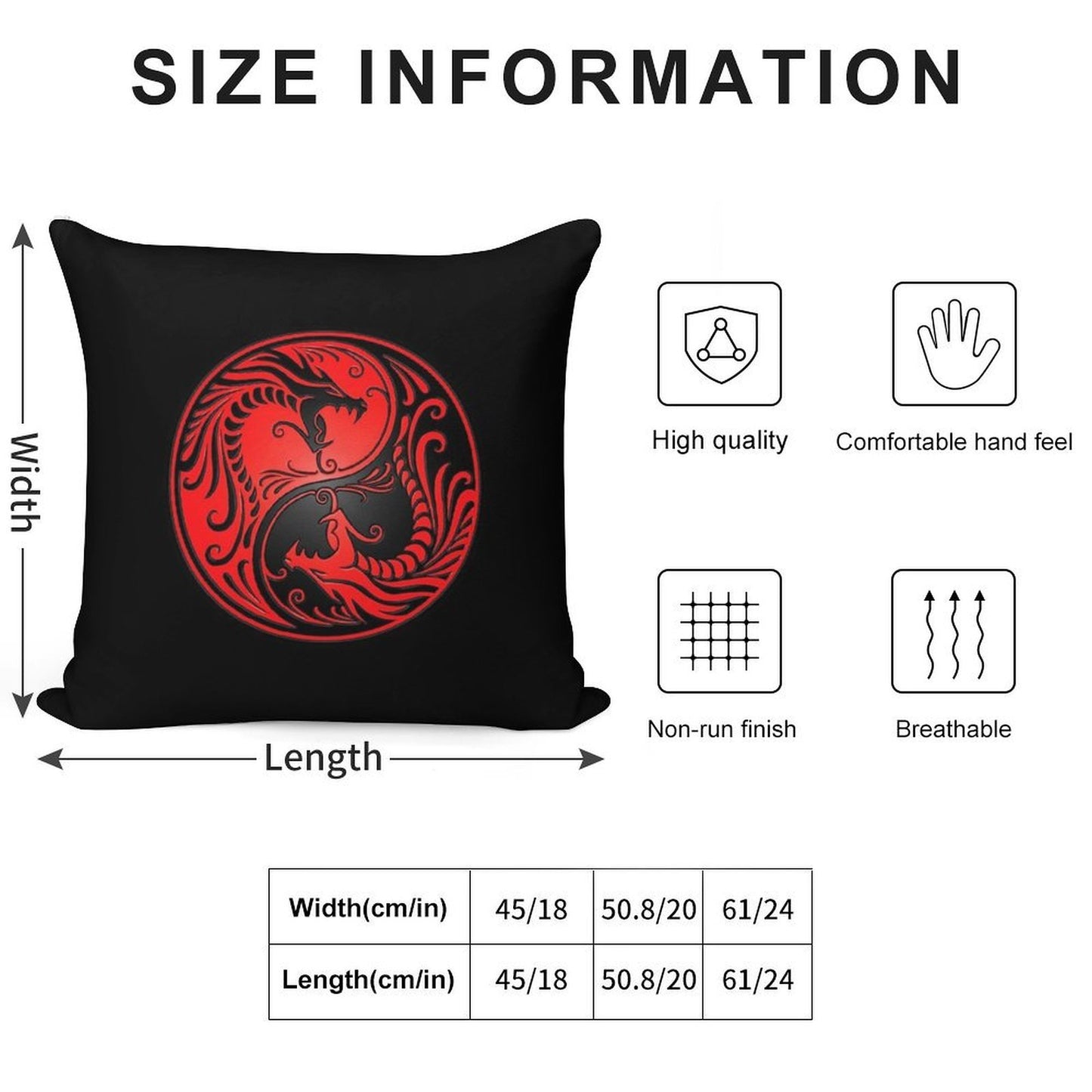 Yin Yang Dragons Red And Black Soft Gift Ready Throw Pillow