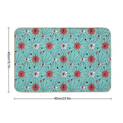 Mid Century Aqua Orange Durable Bath Mat