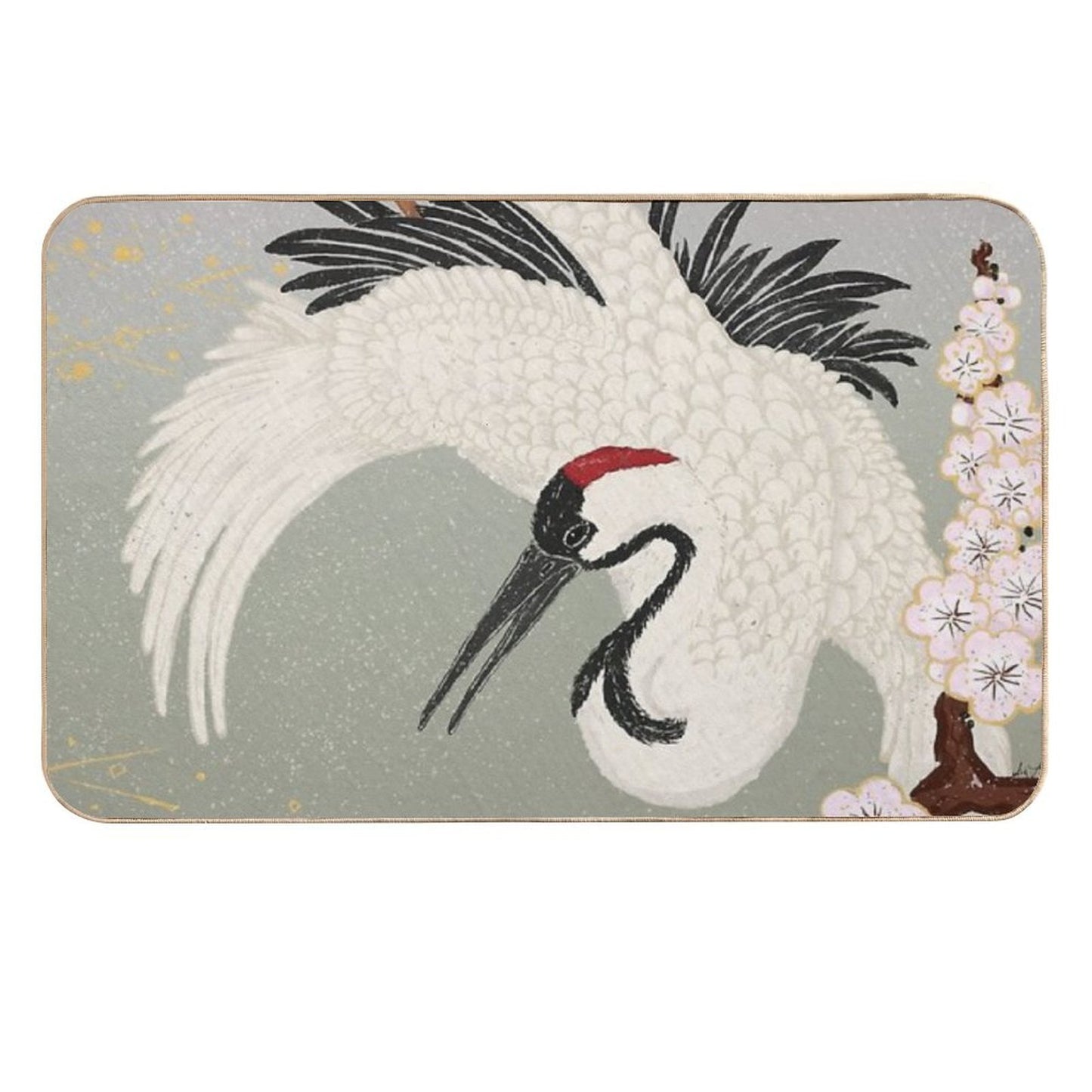 Japanese Crane  Slip-Resistant Bath Mat