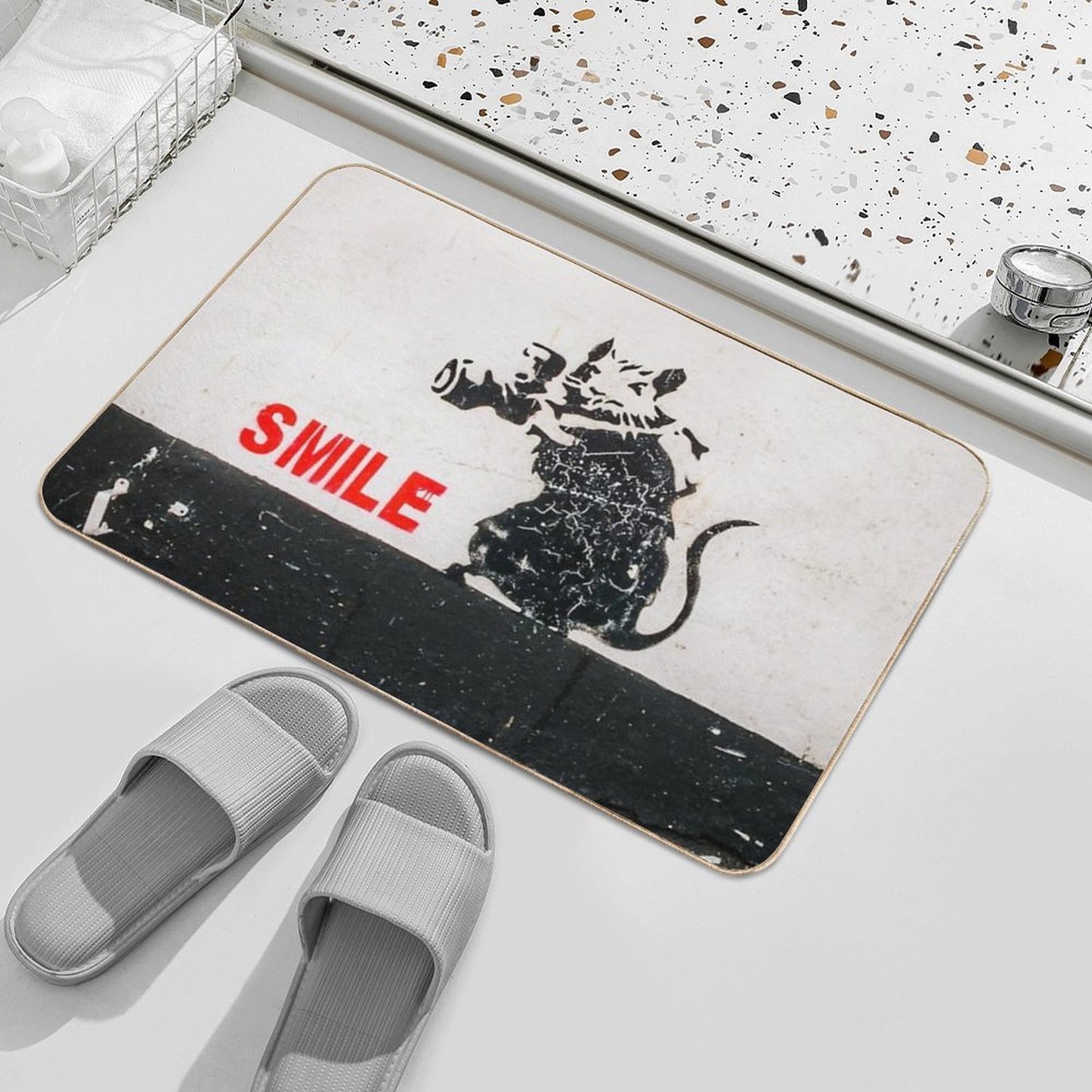 BANKSY Paparazzi Rat SMILE Durable Bath Mat