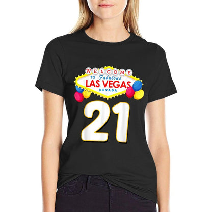 21st Birthday T Las Vegas Fabulous 21 Years Old Gift  Cotton T-Shirt