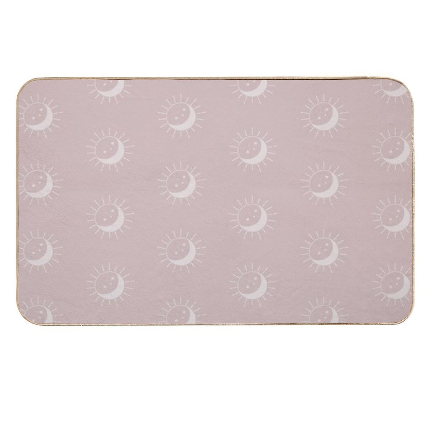 Pretty Sun And Moon Pattern Soft Aesthetic In Muted Colors Gray Pink  Easy To Clean Bath Mat