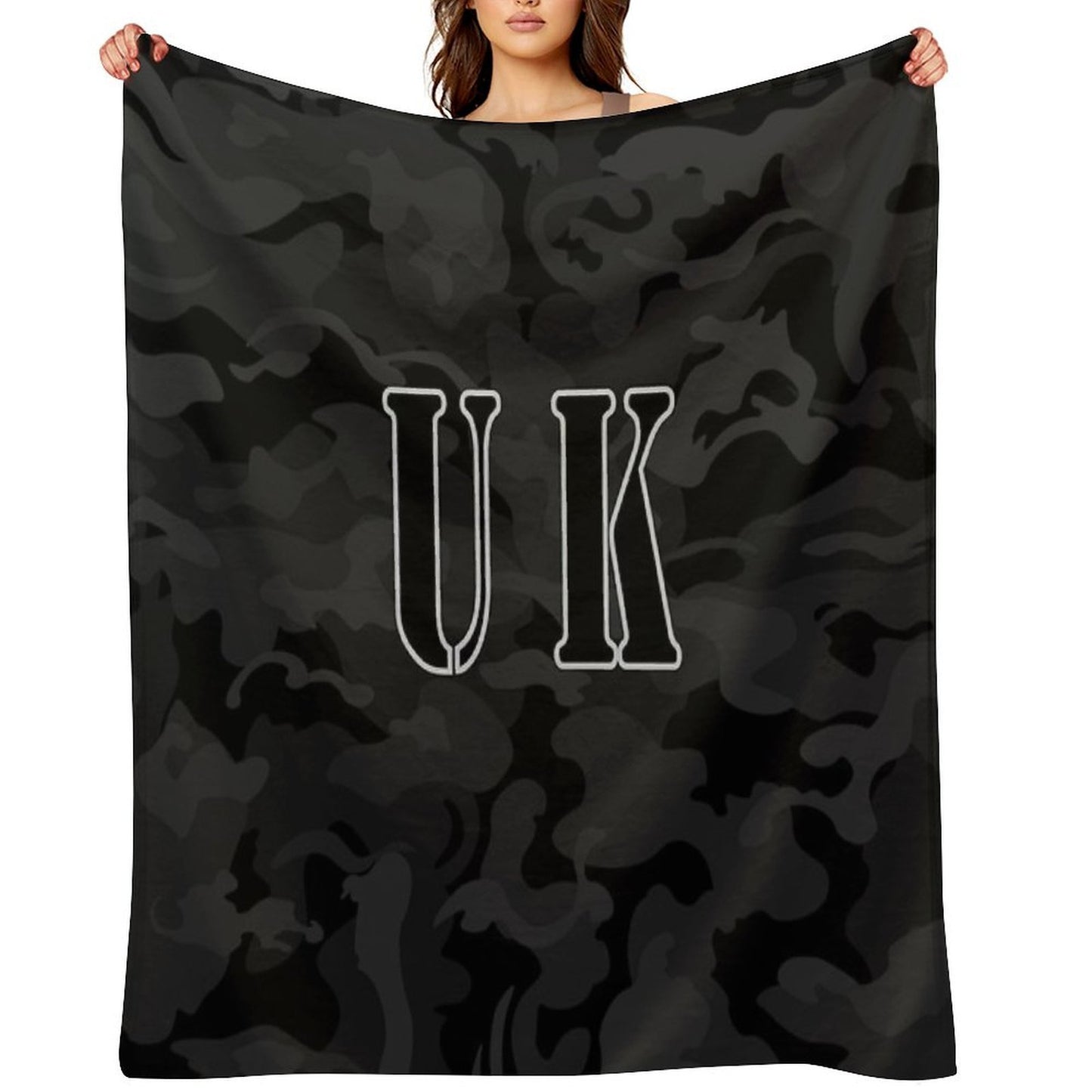Camo Style - UK Black Camouflage Sustainable Throw Blanket