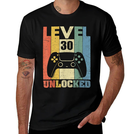 Level 30 Unlocked Funny Video Gamer 30th Birthday Gift  Slim-fit Cut T-Shirt