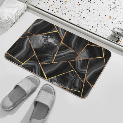 Black Night Agate Gold Geometric Glam #2 #geo #decor #art  Easy To Clean Bath Mat
