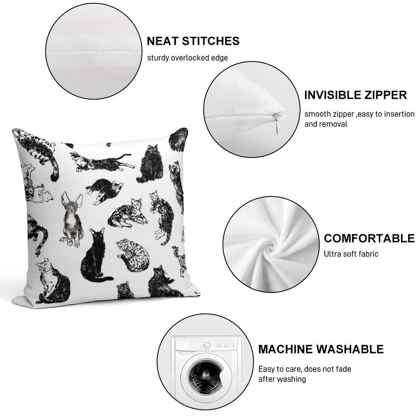 Kitty Kitty, Bang-bang! Soft Decorative Cover Throw Pillow