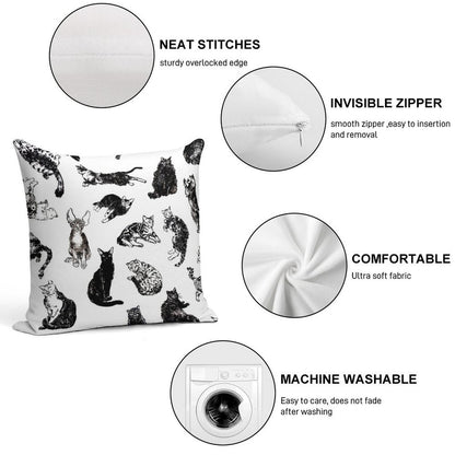 Kitty Kitty, Bang-bang! Soft Decorative Cover Throw Pillow