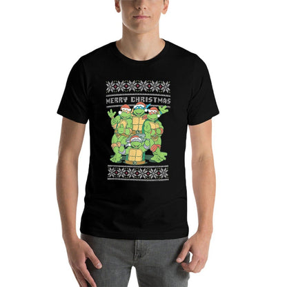Teenage Mutant Ninja Turtles Christmas Ugly Sweater Group  Slim-fit Cut T-Shirt