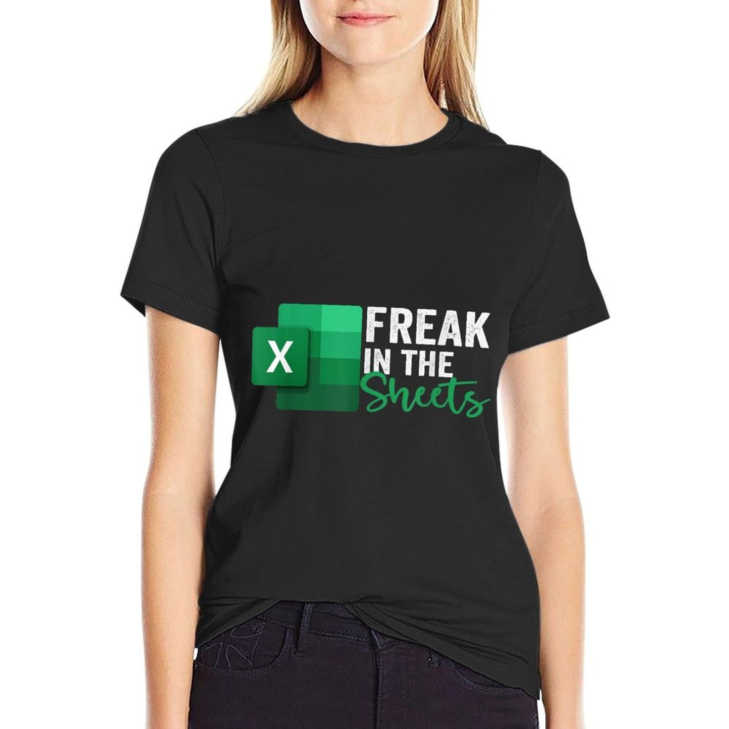 Freak In The Sheets, Accountant Funny Spreadsheet Excel  Ribbed Collar T-Shirt