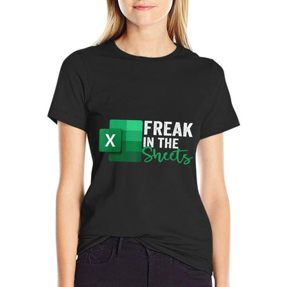 Freak In The Sheets, Accountant Funny Spreadsheet Excel  Ribbed Collar T-Shirt