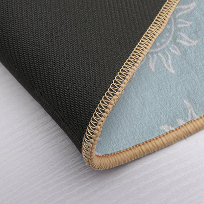 Cute Boho Sun Pattern Bohemian Aesthetic In Muted Colors Sky Blue  Easy Maintenance Bath Mat