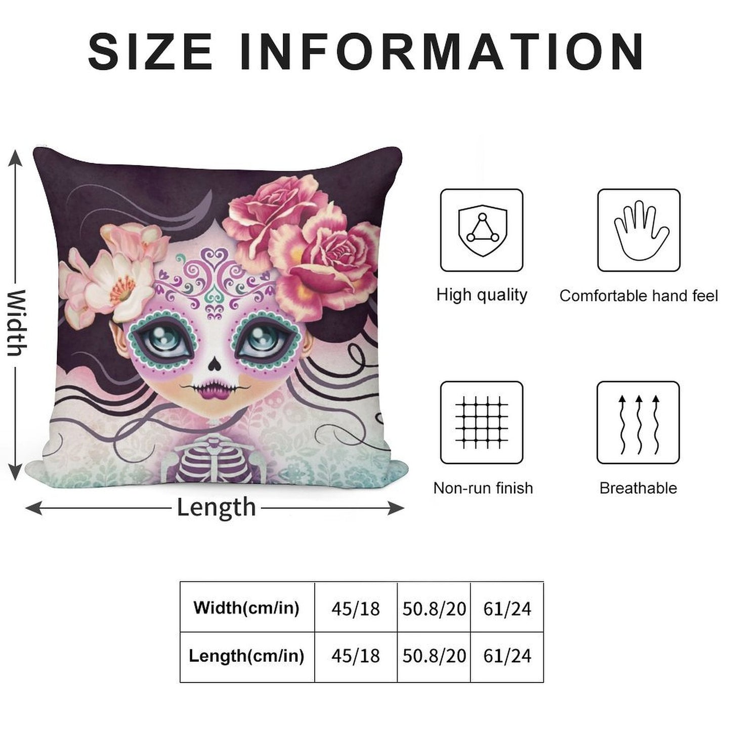 Camila Huesitos - Sugar Skull Soft Durable Construction Throw Pillow