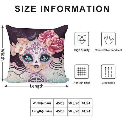 Camila Huesitos - Sugar Skull Soft Durable Construction Throw Pillow