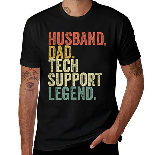 Funny Tech Support T Christmas Gifts For Dad Husband  Polyester Blend T-Shirt