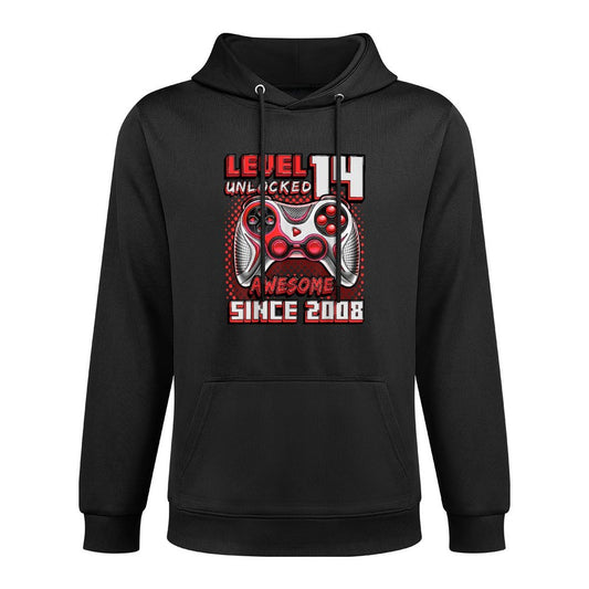 Level 14 Unlocked Awesome 2008 Video Game 14th Birthday Moisture-Wicking Hoodie